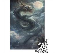 Dragon Jigsaw Puzzles Puzzle for Adults Kids. 1000 Pieces Moonlit Night Clouds Whimsical Challenge Toy Home Decoration for Gifts 1000pcs (75x50cm)