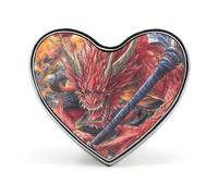 Dragon Jujutsu Warriors Cute Brooch Badge Metal Heart Shaped Lapel Pins for Men Women Clothes Bag Hat Jewelry Accessories