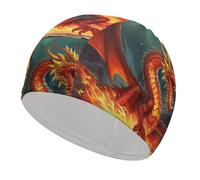 Dragon King in Fire Bright Sunshine Summer Beach Women Adult Waterproof Swimming Cap Bathing Caps for Women, Long and Short Hair