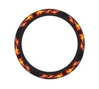 Dragon King in Fire Double-Layer Thick Steering Wheel Cover, 100% Polyester, 15 feet in Diameter