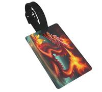Dragon King in Fire Luggage Tags for Suitcases - Durable PVC ID Tags with Detachable Straps for Travel, Backpack, Golf Bag, Anti-Loss