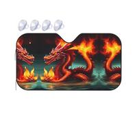 Dragon King in Fire Medium Pattern Front Windshield Sunshade, Fast Cooling in The car in Summer, Suitable for Cars, Trucks, etc.