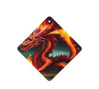 Dragon King In Fire Pattern Car Air Fresheners 4 Pcs Square Hanging Aromatherapy Tablets Scented Fresheners For Bedroom Bathroom