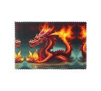 Dragon King in Fire Placemats for Dining Table Set of 6 - Waterproof - Wipe Clean - Heat Resistant - Anti Slip Dining Table Place Mats, Suitable for Indoor & Outdoor Use, 18â€™â€™Ã-12â€™â€™