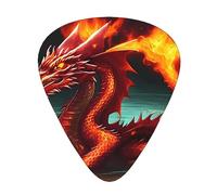 Dragon King in Fire Printed pick set - 12 pieces, thin, medium and thick guitar picks, suitable for guitar, bass, electric guitar and ukulele
