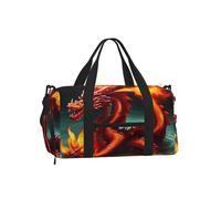 Dragon King in Fire Sports Duffel Bag with Shoe Compartment-Lightweight Gym Weekender for Men Women, Waterproof Travel Tote with Wet Pocket