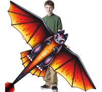 Dragon Kite for Kids Ages 4-8, Easy to Fly Large Kites for Children Adults Beginners with 328FT String/Handle/Bag, Great for Beach Trip Park Family Activities Garden Outdoor Games Birthday Gifts,Red