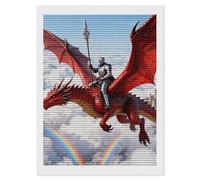 Dragon Knight Legend Diamond Art Kits for Adults 12"x16" DIY Diamond Painting Kit for Beginners Gem Art Painting with Round Full Drill Diamonds DIY Paint Paintings for Home Wall Decor Gift