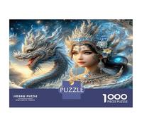 Dragon Lady Blue 1000 Pieces Jigsaw Puzzle Set Mythic Azure Dominion Jigsaw Puzzle Premium Cardstock Senior Enthusiasts Concentration Training Housewarming Gift Indoor Leisure 38x26cm/1000pcs