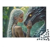 Dragon Lady Fantasy 1000 Pieces Puzzles Colorful Woman Dragon Bond Decoration Puzzle Decompression Jigsaw for Men And Women Challenging Puzzles Jigsaw Puzzles for Adults 70x50cm/1000pcs