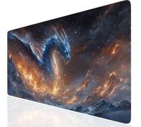 Dragon Large Gaming Mouse Pad 800x300x3mm XXL Extended Desk Mat, Blue Mouse Mat with Non-Slip Rubber Base, Gaming Mousepad Waterproof, Desk Pad Stitched Edge for Office, Home, Laptop, Gifts UK-1423