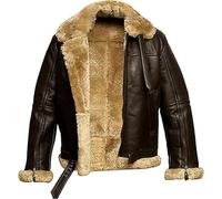 Dragon Leathers Genuine Shearling RAF Aviator Brown B3 WWII Aviator Flight Pilot Bomber Genuine Lambskin Leather Jacket (UK, Alpha, L, Regular, Regular, Brown)
