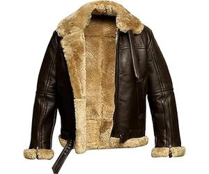 Dragon Leathers Genuine Shearling RAF Aviator Brown B3 WWII Aviator Flight Pilot Bomber Genuine Lambskin Leather Jacket (UK, Alpha, 4XL, Regular, Regular, Brown)
