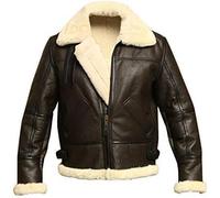 Dragon Leathers Men's B3 RAF Aviator Cockpit Pilot Military Real Sheep Shearling Warm Bomber Jacket for Winters - (UK, Alpha, L, Regular, Regular, Brown)
