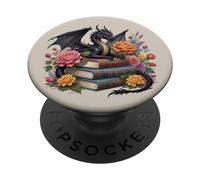 Dragon Librarian Bookish Book Reading PopSockets Adhesive PopGrip