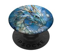 Dragon Light Blue Stained Water Fantasy Creature PopSockets Adhesive PopGrip