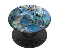 Dragon Light Blue Stained Water Fantasy Creature PopSockets Adhesive PopGrip