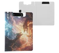 Dragon Lightning Clipboard a4 Clip Board Foldover Document Folder Files for Paperwork with Clips Lightweight Plastic