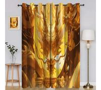 Dragon Living Room Curtains Golden Yellow Curtains with Hooks, Thermal Insulated Blackout Twopage Curtain, Energy Saving Super Soft for Decoration Curtain 90x90 InchH208