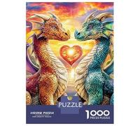 Dragon Love 1000 Piece Recycled Cardboard Two Dragons Puzzle, Concentration Training, Personalised Gift, Wall Decor & After-School Fun 52x38cm/1000pcs