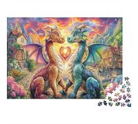 Dragon Love Challenging 1000Pc Jigsaw Puzzle for Adults & Kids | Family Game Two Dragons with A Heart Educational 52x38cm/1000pcs