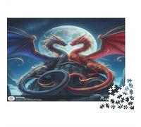 Dragon Love Fantasy Colourful Twin Dragons Under Moon 1000 Pcs Jigsaws for Adults The Impossible Challenge Fun Present 38x26cm/1000pcs