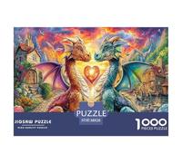Dragon Love Jigsaw for Adults Educational: Two Dragons with A Heart 1000 Piece Games for Home Decor 38x26cm/1000pcs