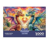 Dragon Love Thousand Pieces Two Dragons Heart Symbol Fantasy Artcardboard Puzzle for Adults Sturdy Giftable Stress Relief Mindfulness Digital Detox 52x38cm/1000pcs