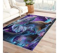 Dragon Magic Rugs for Living Room, Square Rugs 240 x 240 cm, Machine Washable Rug, Mushroom Colorful Design Area Rug Bedroom Decor, Non Slip Low Pile Soft Floor Carpet