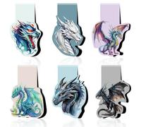Dragon Magnetic Bookmark Gift - 6Pcs Rider Bookmarks Cool Animal Book Mark Magnets Fantastic Page Clip for Book Lovers Students Reading Gifts