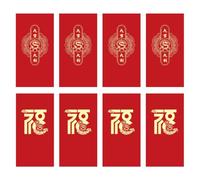 Dragon Mama’S Kitchen 8 Red Envelope Set - Hong Bao Cash Red Pockets for Lunar New Year, East Asian Greetings, Good Luck Festival, Birthdays & Weddings