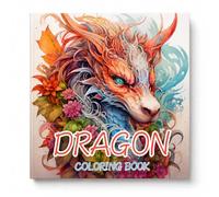 Dragon Mandala Colouring Book for Adults, 20 x 20 cm Square Coloring Book with 24 Single-Sided Pages & Bleed Protection Sheet, Art Relaxation Books for Women Teens, 80g, 1 Pc