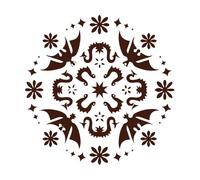 Dragon Mandala Floral Symmetrical Serpentine Design Fine Carving Stickers 67.2x67.4cm Multi Color Selection Coffee