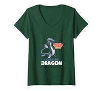 Dragon Mania Legends Codename Dragon V-Neck T-Shirt, Women, Forest Green, S