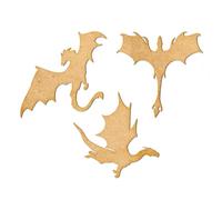 Dragon MDF Craft Blanks - Wooden Fantasy Cutouts for DIY Projects, Unpainted Mythical Shapes, Laser Cut Wood, Scrapbooking & Decor (x3 Set)