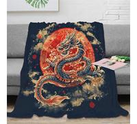 Dragon Microfiber Printed Flannel Throw Blanket 3D Design Bed Blanket Soft Warm Microfiber Sport Bedding for Bed Couch for Kids Teens Adults 60x80inch(150x200cm)