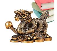 Dragon Money Coins Figurine, Golden Chinese Feng Shui Dragon, Cornucopia Dragon Ancient Coins Statue, Resin Ornaments, Attract Wealth And Good Luck Fortune For Home Decor And