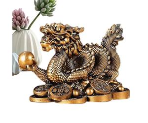 Dragon Money Figurine, Golden Chinese Feng Shui Dragon, Cornucopia Dragon Ancient Statue, Resin Ornaments, Attract Wealth And Good Luck Fortune For Home Decor And