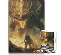 Dragon Monster Warrior Art Jigsaw Puzzles 1000 Pieces for Teenagers Mindful Learning Fun Game Unique Gift for Joyful Celebrations Size 50x75cm