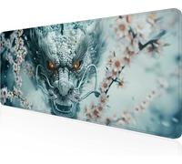 Dragon Mouse Mat 700x300x3mm Large Gaming Mouse Pad Blue Keyboard Mat Stitched Edges, Non Slip Rubber Base, Waterproof Soft Cloth, Computer Accessories for Home Office Decor, Gifts PjY9092 4-W