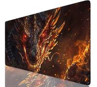 Dragon Mouse Mat Black Mouse Pad Desk Mat Soft Smooth Surface and Anti-Slip Rubber Base for Stable Grip on Smooth Surfaces, Improved Precision and Speed, Mousepad for Office 800 x 400 x 3mm K0-784