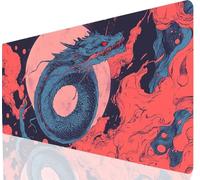 Dragon Mouse Pad 1000 x 500 mm Large Desk Mat Red Mousepad Gaming With Waterproof Surface Non-Slip Rubber Base, Extended Mouse Mat With Stitched Edge, Gaming Mousepad for Office Accessories a-2377