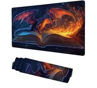 Dragon Mouse Pad Gaming Mat Fire Mouse Mat Large, 900x500x3mm Extended Mousemat Gaming Mousepad, Non-Slip Desk Pad, Washable Mousemat, Desk Protector, for Office, Keyboard, Laptop, PC, f-228