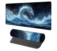 Dragon Mouse Pad, Mouse Mat 600x300x3mm, Stitched Edge Design XXL Desk Mat Large, Desk Accessories Gaming Mousemat, Office Accessories Keyboard Pad, for Gaming PC Office Large Mousepad, Blue C-8673