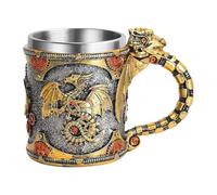 Dragon Mug, 400ml Stainless Steel Medieval Mug, 5.83x4.33 Inches Intricately Designed Desk Sculpture for Coffee, Beer, Whiskey, Family, Friends, Parties, Camping, Picnic, Shelf Display, Halloween