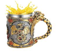 Dragon Mug, 400ml Stainless Steel Medieval-Style Cup, Uniques Desk Sculpture for Coffee, Beer, or Whiskey, Perfect Family, Friends, Parties, Camping, Picnics, Shelf Display, Halloween Events