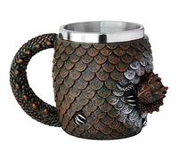 Dragon Mug - Game of Thrones Gift: 14oz Medieval Dragon Egg Coffee Mug, Stainless Steel Beer Stein, Viking Cup, Gothic D&D Gift, Collector Themed Party Decoration