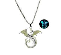 Dragon Necklace Stainless Steel Dragon Necklace Glow in the Dark Dragon Necklace for Women Men Summer Graduation Necklace Jewelry Gift, Stainless Steel, No Gemstone