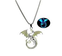 Dragon Necklace Stainless Steel Dragon Necklace Glow in the Dark Dragon Necklace for Women Men Summer Graduation Necklace Jewelry Gift, Metal, No Gemstone