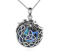 Dragon Necklace Sterling Silver Abalone Shell Celtic Dragon Pendant Dragon Viking Mother's Day Jewellery Birthday for Women Men
